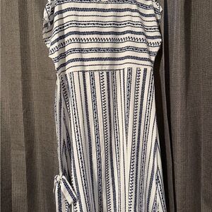 Navy and White Striped Midi Dress